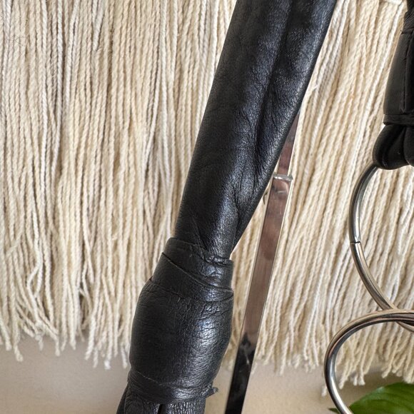 Lolli Black Genuine Leather Silver O Ring Squishy Dumpling Large Hobo Sling Bag - Picture 3 of 12